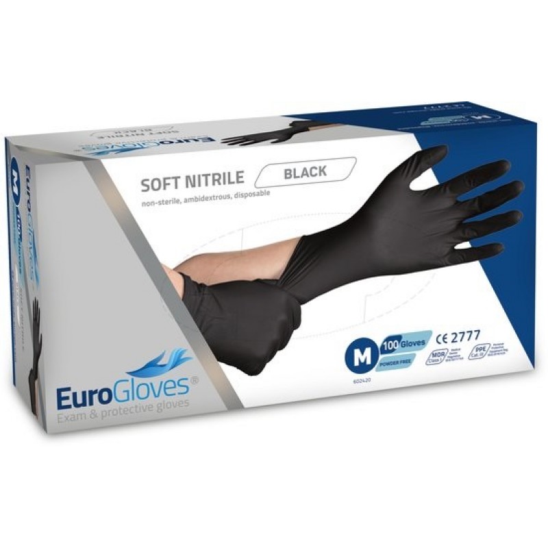 Euro gloves soft nitrile zwart 100 st