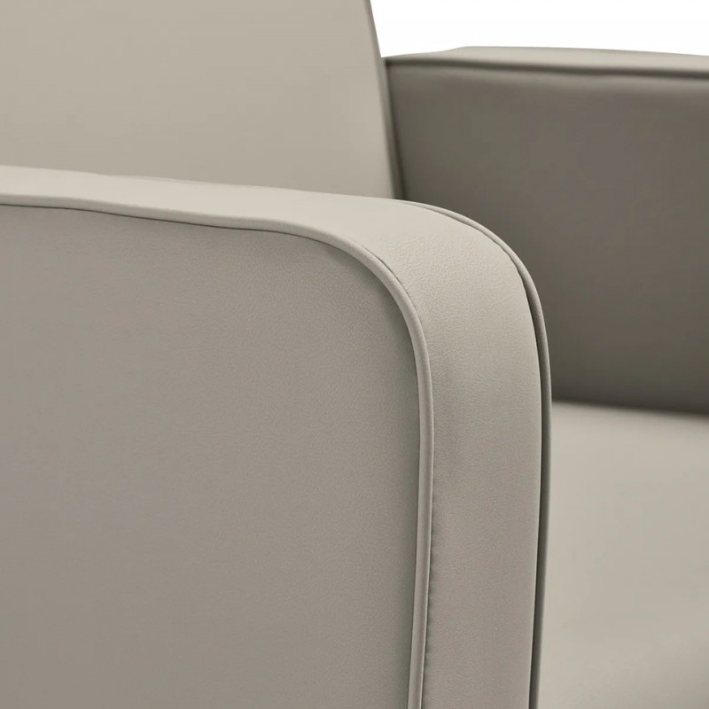 Kappersstoel grijsbeige zwarte voet Kappersstoel grijsbeige zwarte voet