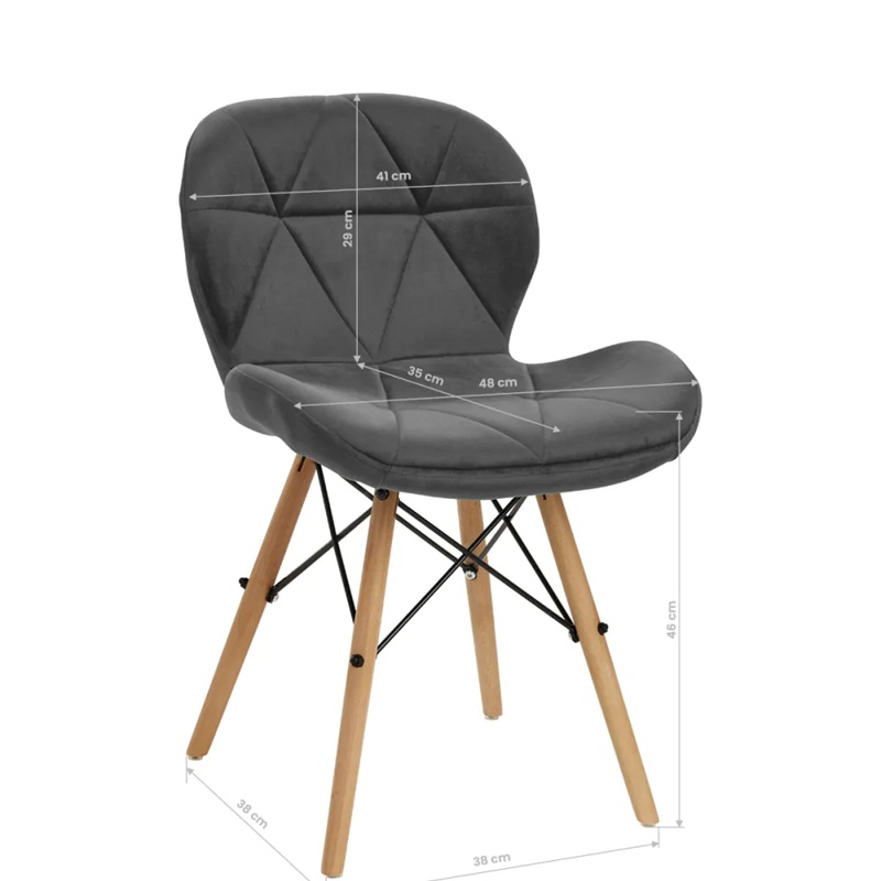 Salon stoel grijs hout onderstel Salon stoel grijs hout onderstel